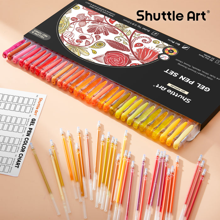 Red Yellow Gel Pens- Set of 30 with 30 Refills