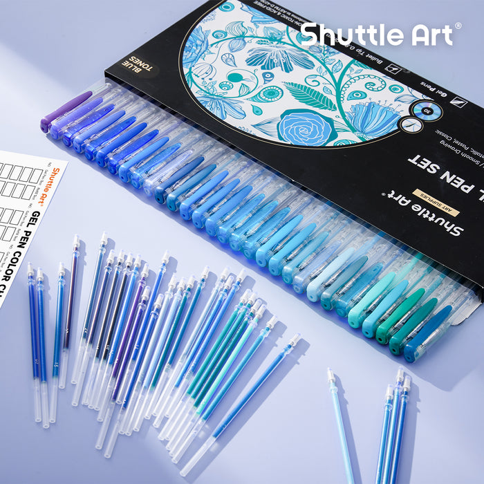 Blue Tone Gel Pens- Set of 30 with 30 Refills