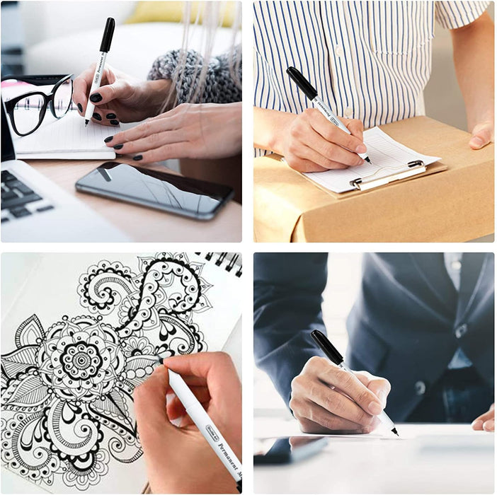 Black Permanent Markers, Ultra Fine Point - Set of 30