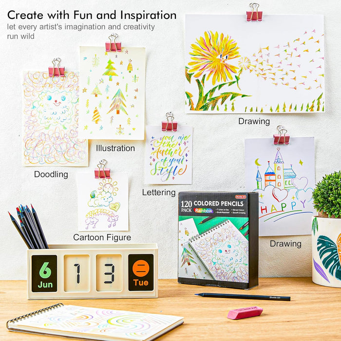 Colored Pencils, Rainbow Colors - Set of 120