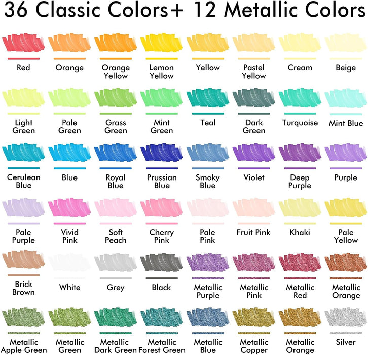 Acrylic Paint Brush Markers, Dual Tip-Set of 48