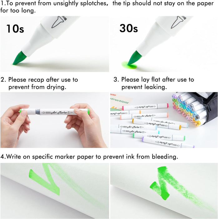 Dual Tip Brush & Fine Tip Art Marker - Set of 50 Pastel Colors