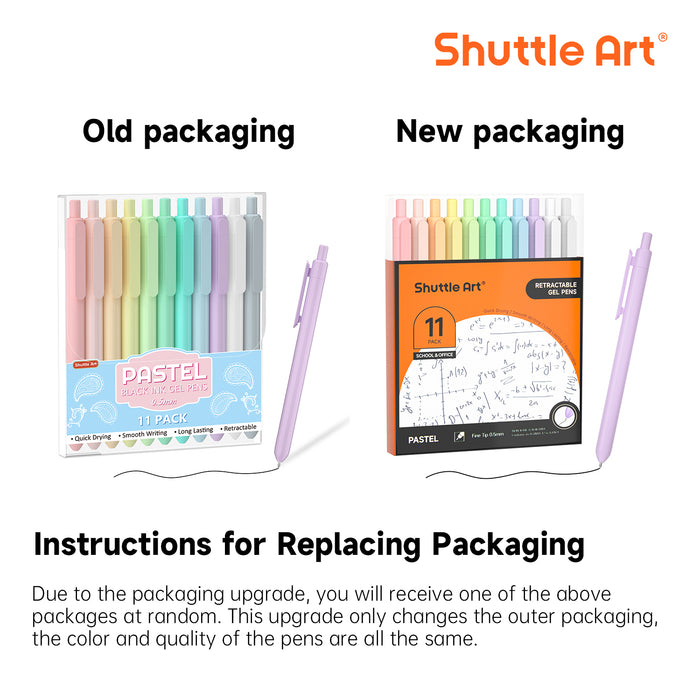 Pastel Black Ink Gel Pens - Set of 11