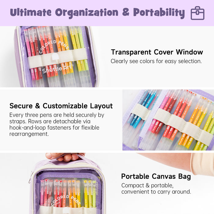 Colored Pens - Set of 72 Vibrant Colors, Cute Journal Pens, 0.6mm Fine Point