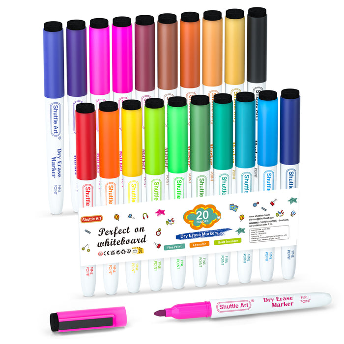 Dry Erase Markers, 20 Colors - Set of 20