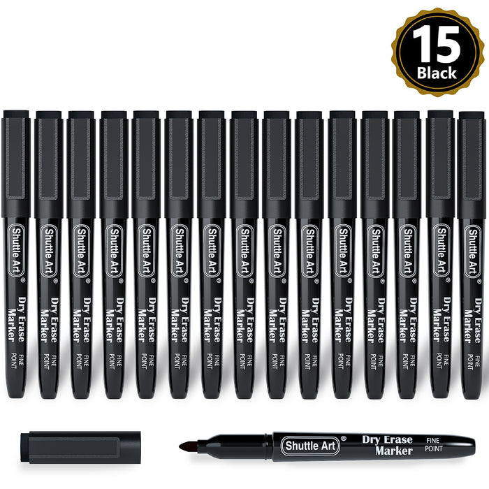 Magnetic Black Dry Erase Markers - Set of 15