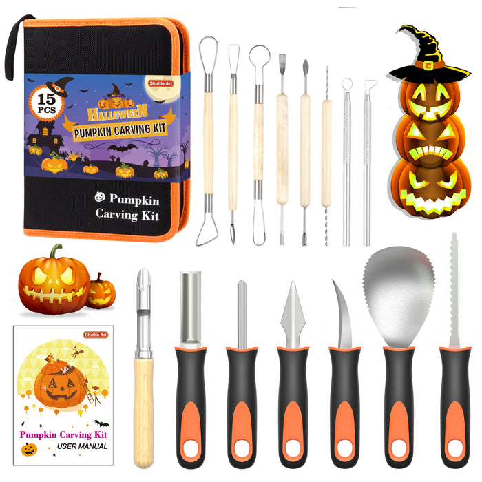 Halloween Pumpkin Carving Kit - Set of 15