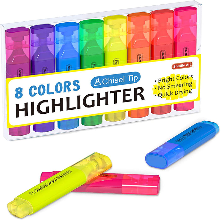 Fluorescent Colors Highlighters - Set of 8