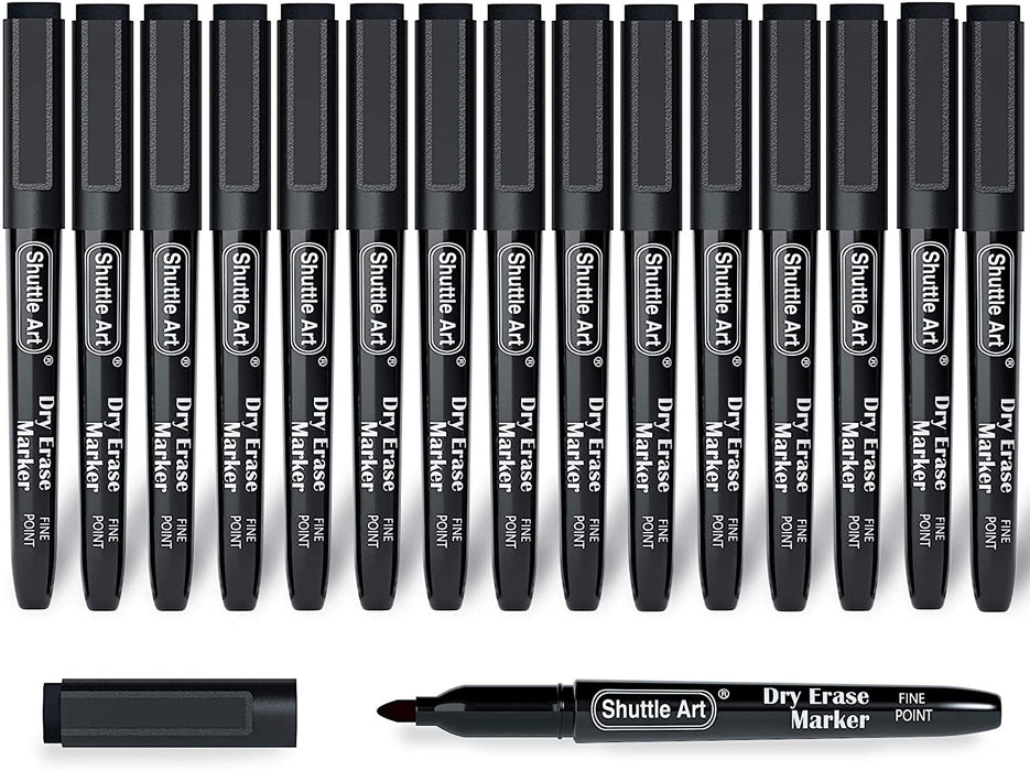 Magnetic Black Dry Erase Markers - Set of 15