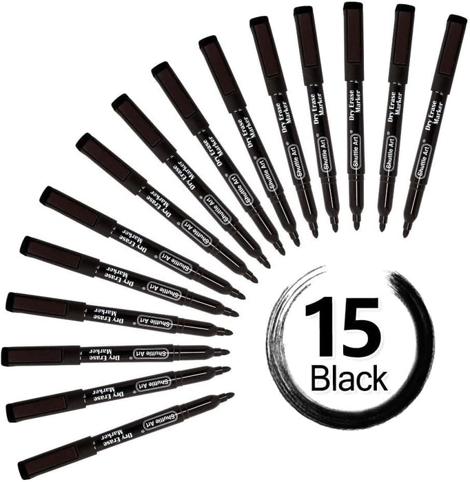 Magnetic Black Dry Erase Markers - Set of 15