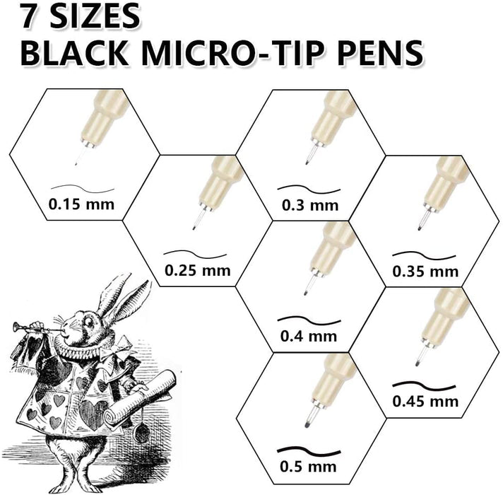 Professional Micro-Tip Pens - Set of 18