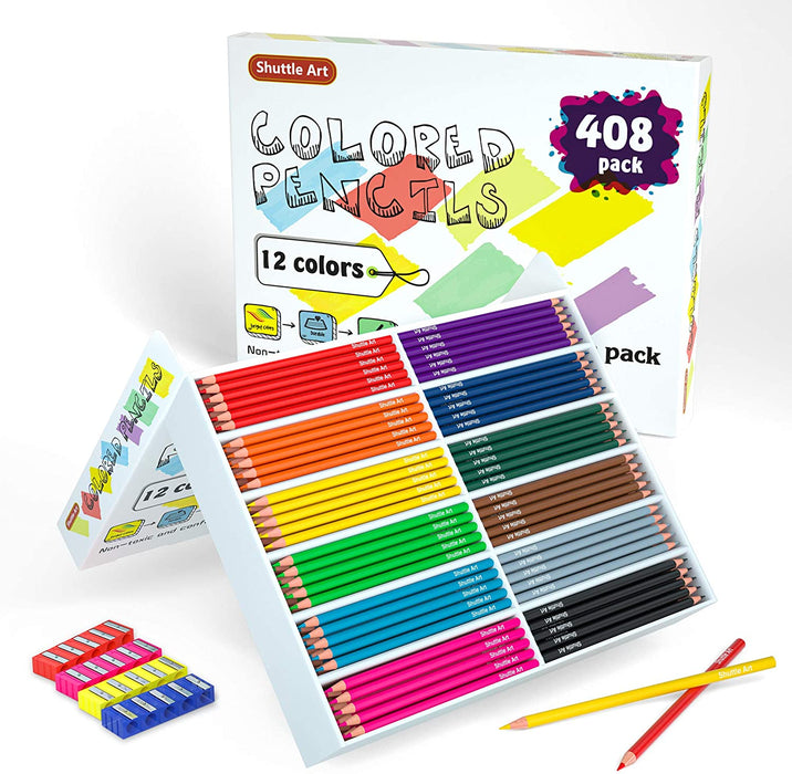 Colored Pencils Bulk,12 Colors - Set of 408