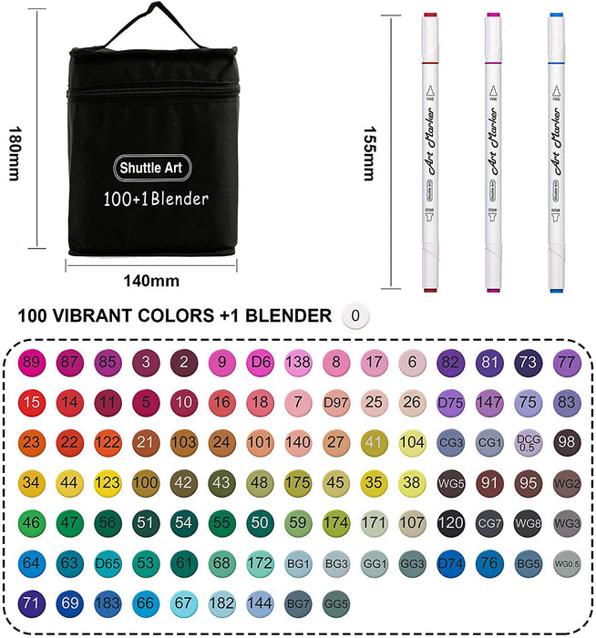 Dual Tip Art Markers - Set of 101