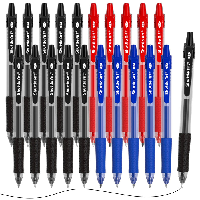 Retractable Gel Pens, 20 Pack 0.7mm Medium Point Rollerball 10 Black 5 Red 5 Blue