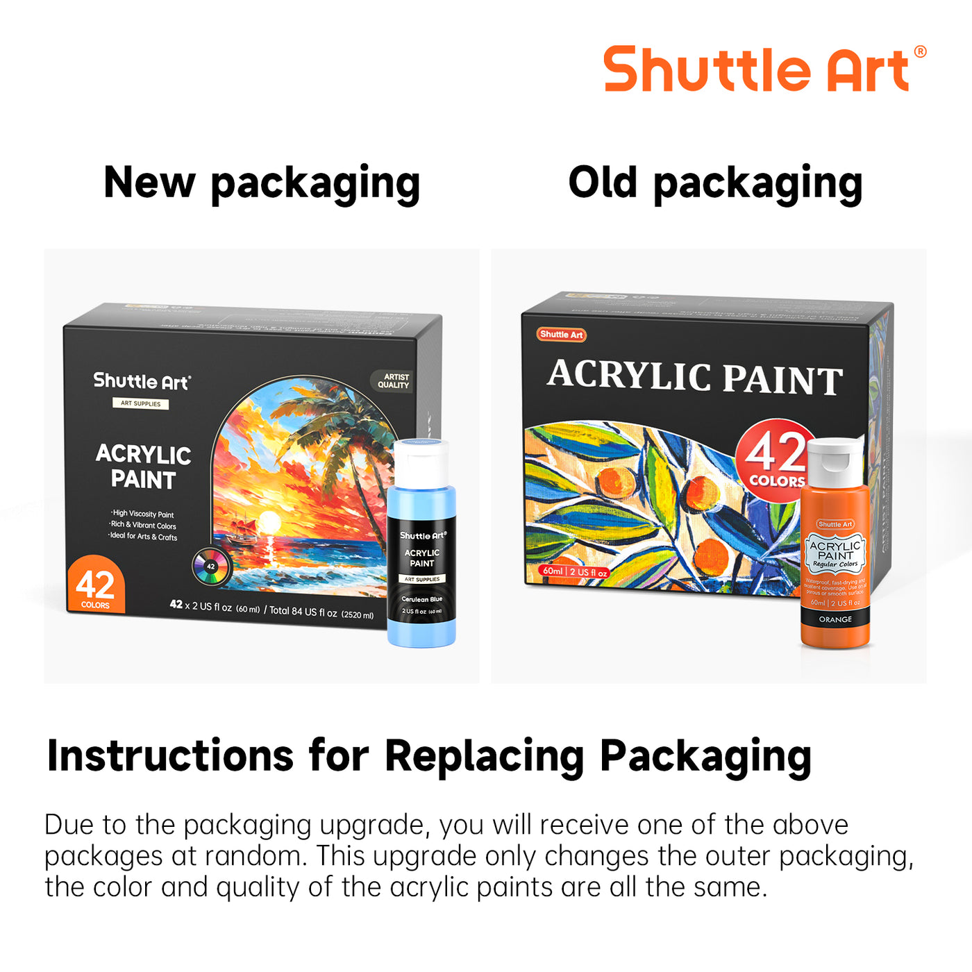 Acrylic Paint Set - 42 Colors with 12 Paint Brushes — Shuttle Art