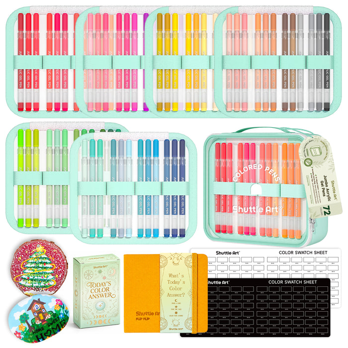 Colored Acrylic Gel Pens,  1.0mm Medium Point - Set of 72 Colors Journaling Pens