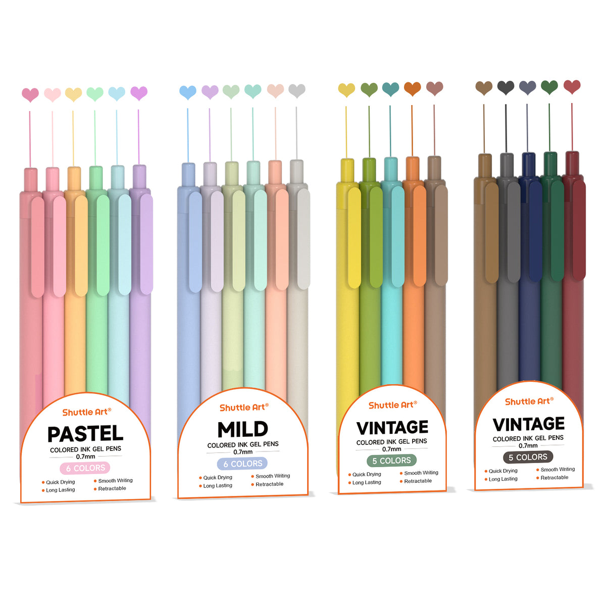 Retractable Gel Pens - Set of 22 Colors — Shuttle Art