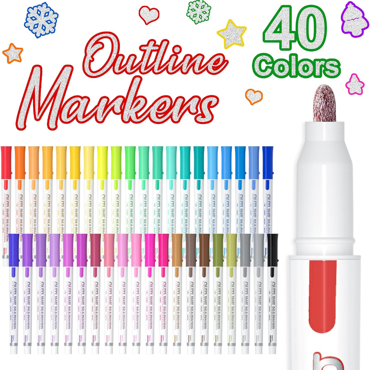 Double Line Outline Markers- 40 Colors — Shuttle Art