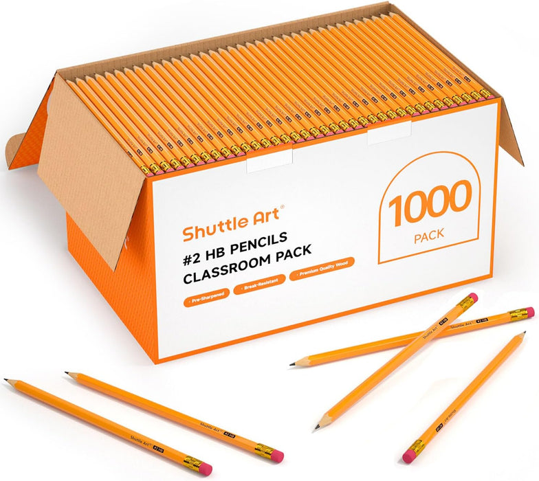 #2 HB Pencils, Sharpened Yellow Pencils with Erasers - Set of 1000 Pack