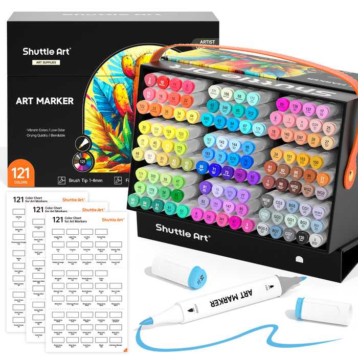 Dual Tip Brush & Fine Tip Art Marker -  Set of 121 Colors