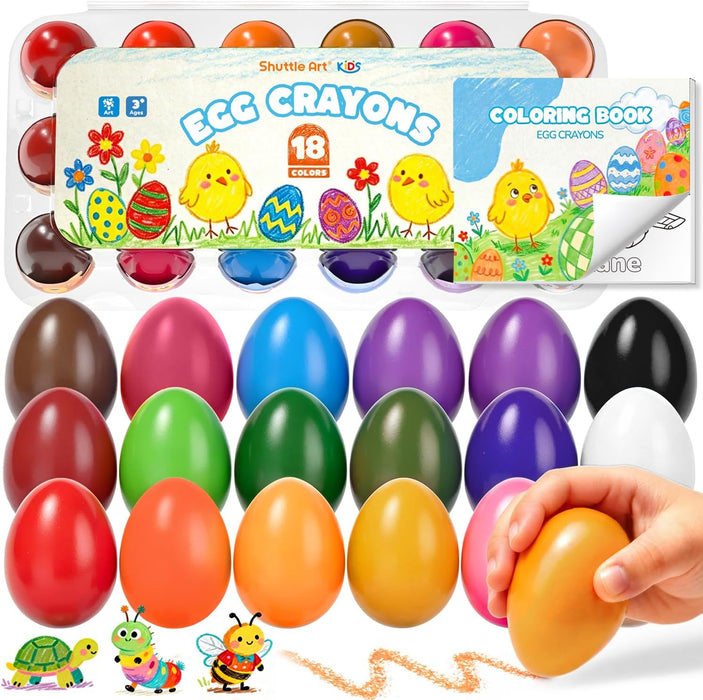 Egg Crayons for Toddlers 1-3, Jumbo Crayons- Set of 18 Colors