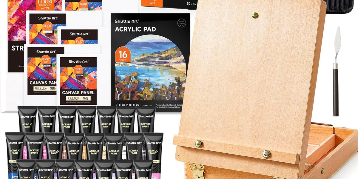 Acrylic Painting Set - 59 Pack with Wood Easel — Shuttle Art