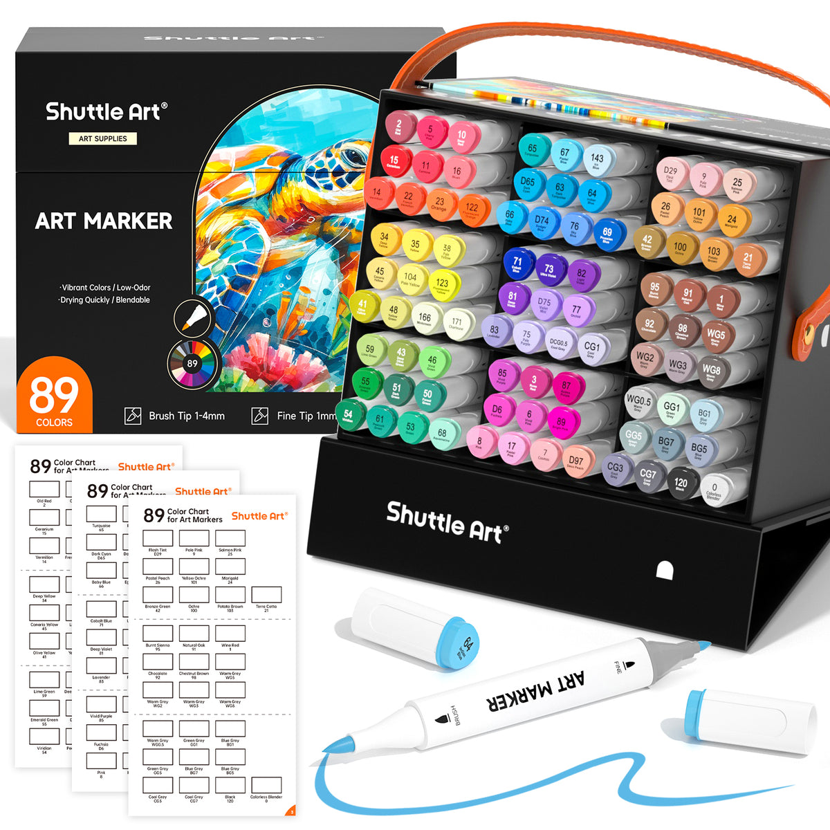 Dual Tip Brush & Fine Tip Art Marker - Set of 89 Colors — Shuttle Art