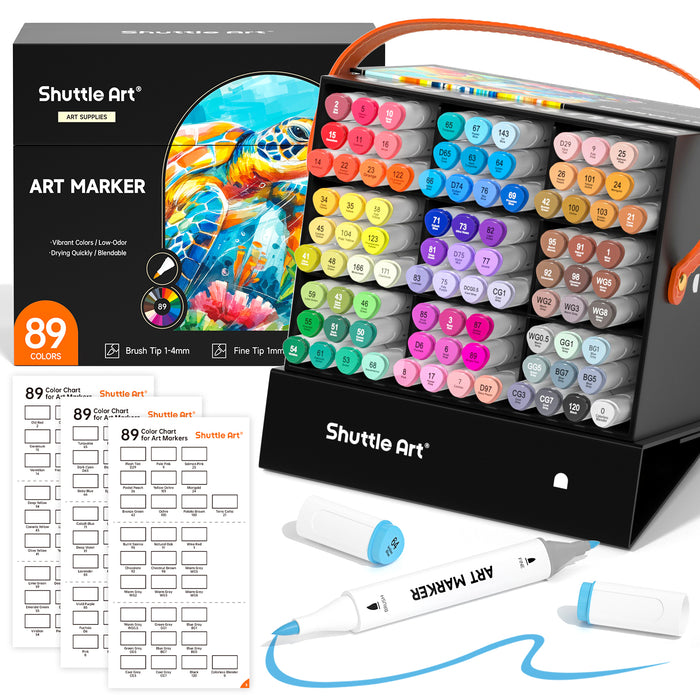 Dual Tip Brush & Fine Tip Art Marker - Set of 89 Colors