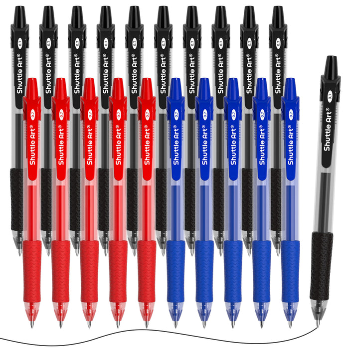 Retractable Gel Pens, 20 Pack 0.7mm Medium Point Rollerball 10 Black 5 Red 5 Blue