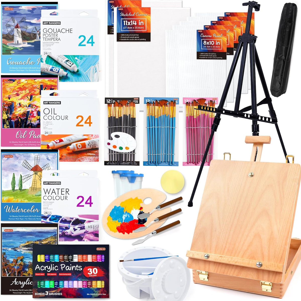 Artist Painting Set - 168 Pack with Wooden Easels — Shuttle Art