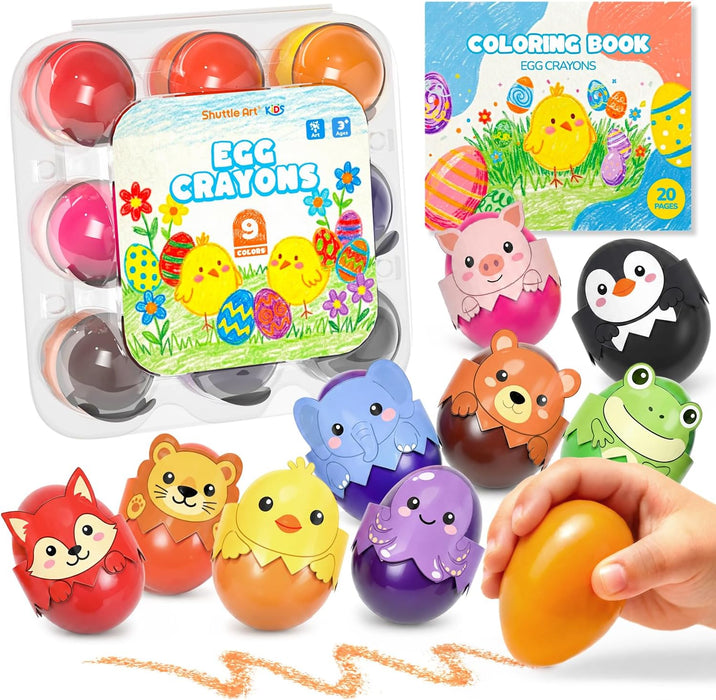 Egg Crayons for Toddlers 1-3, Jumbo Crayons  - Set of 9 Colors