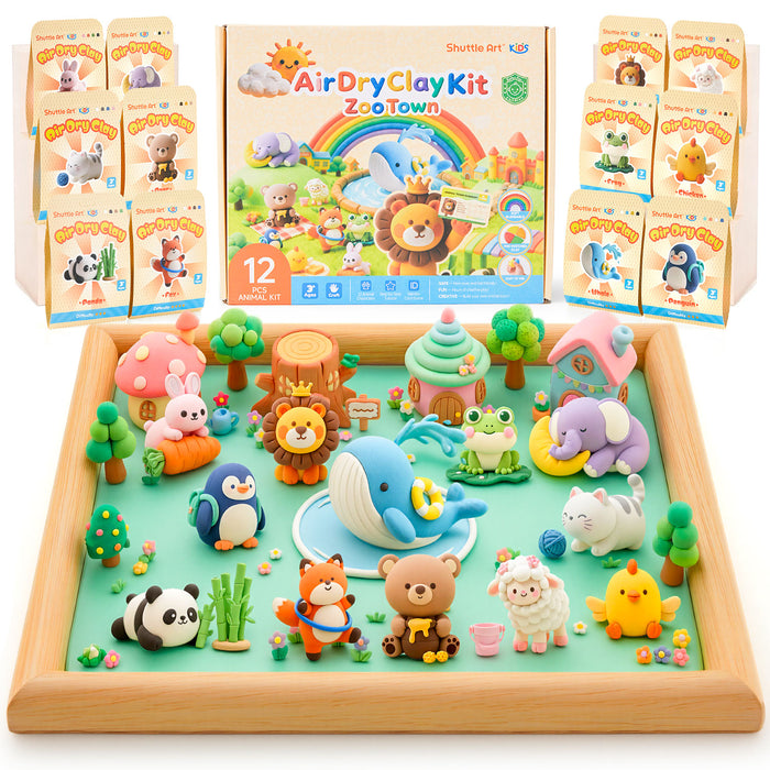 ir Dry Clay for Kids - Zoo Town, 55 PCS Modeling Clay Kit