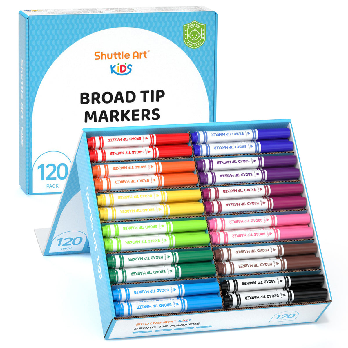 Washable Markers, Broad Line Conical Tip -Set of 120 Count , 10