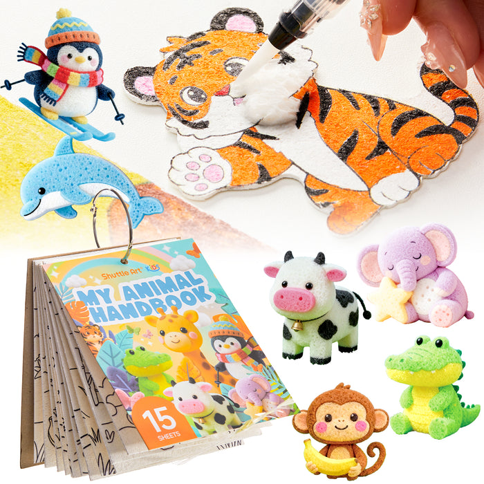 Magic Foam Texture Painting Kit Animal Series - Set of 63 Pcs, 15 Animal Foam Pieces