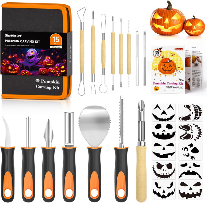 Halloween Pumpkin Carving Kit - Set of 15