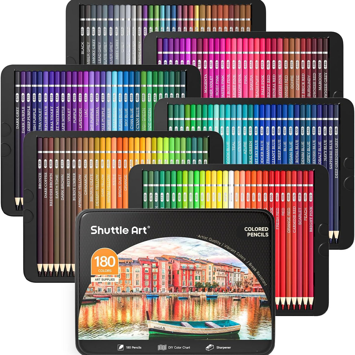 draw a line 写真のセット全て Colored Pencils - Set of 180 — Shuttle Art