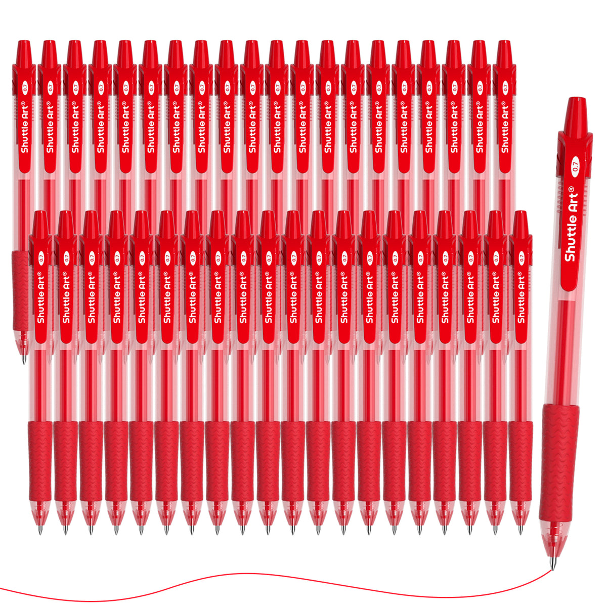 Red Pen Routo Red Gel Pens, 40 Pack Retractable 0.7mm — Shuttle Art