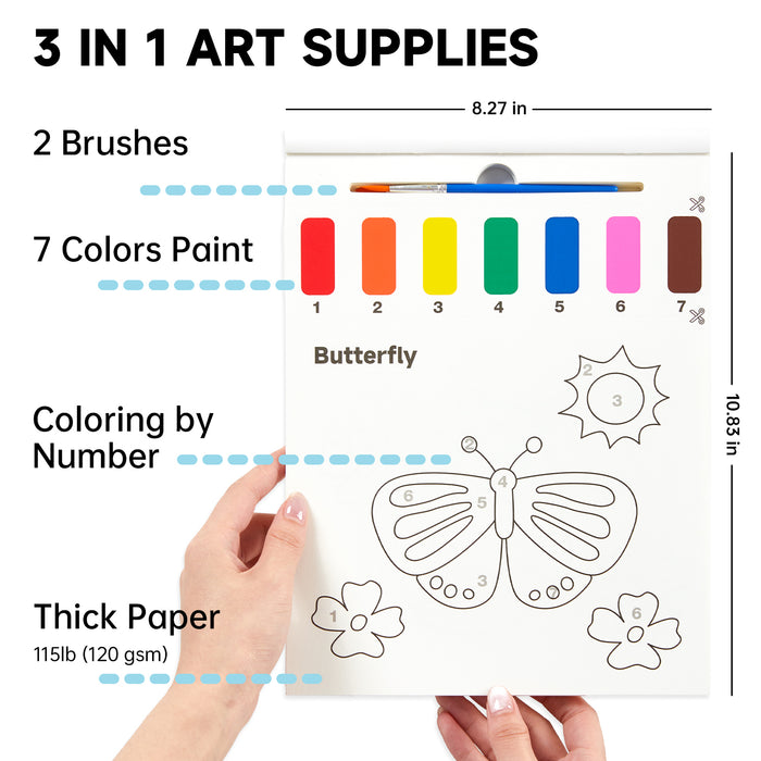 Paint with Water Coloring Book for Kids-25 Animals Themed Pages with 2 Brushes