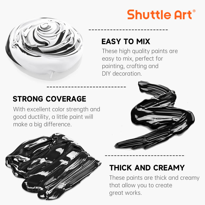 Black Acrylic Paint, Large Capacity Pump Bottle with Cover - Set of 33.8oz/1000ml