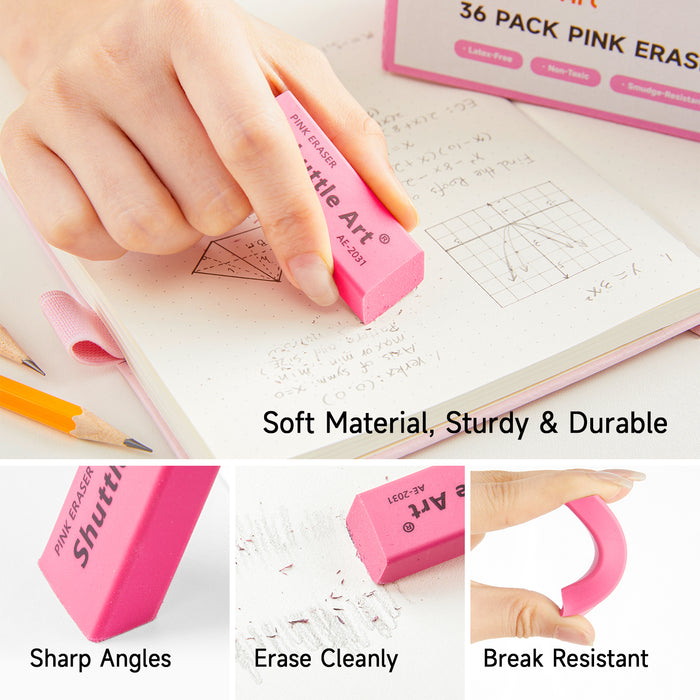 Pink Erasers - Set of 36
