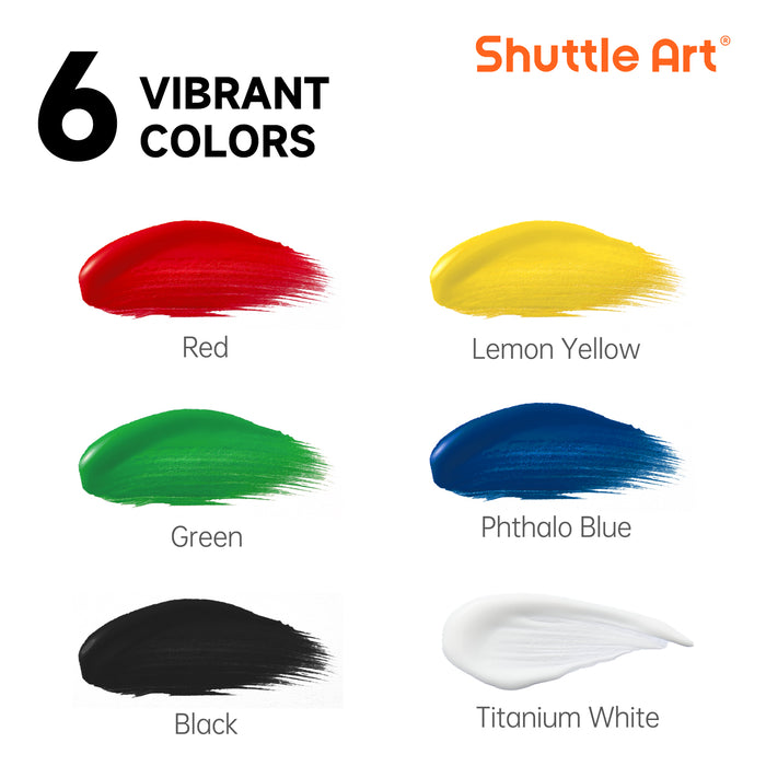Acrylic Paint Set, 69oz/2040ml Large Capacity Pump Bottles - Set of 6