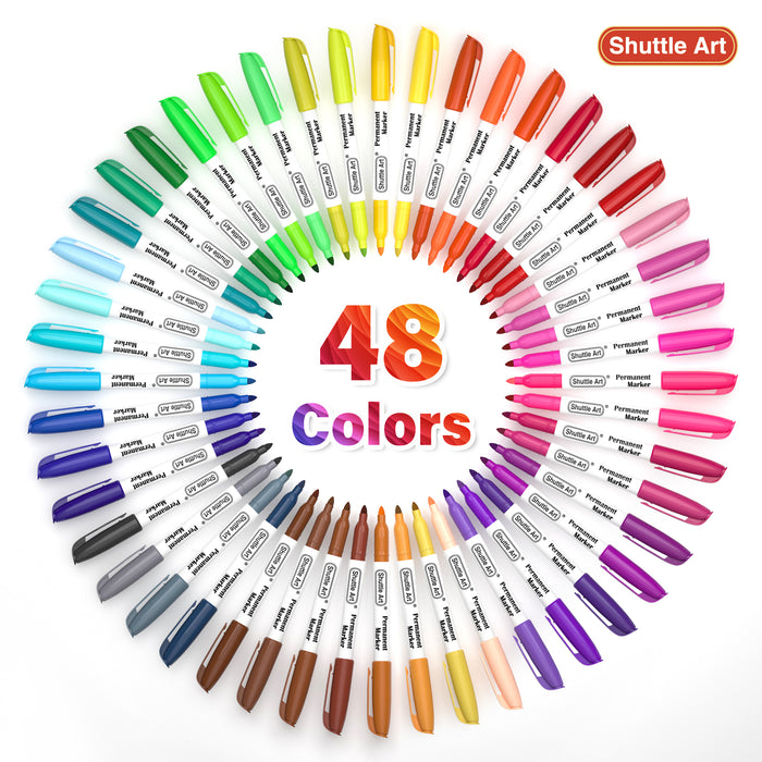 Colored Permanent Markers, Fine Point - Set of 48