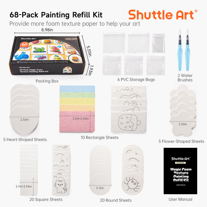 Magic Foam Texture Painting Refill Paper Kit - 68 Pcs