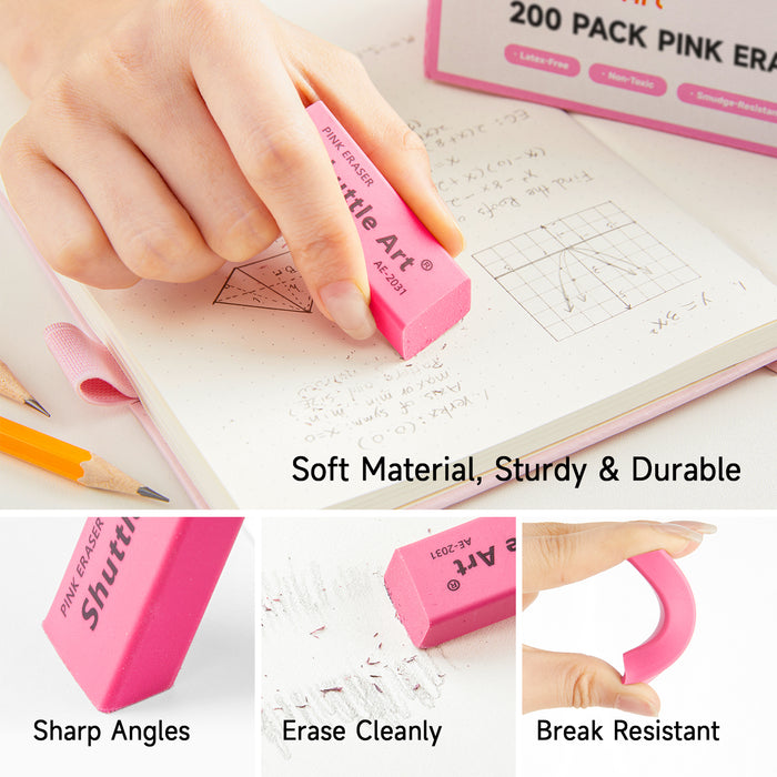 Pink Erasers - Set of 200 Pack