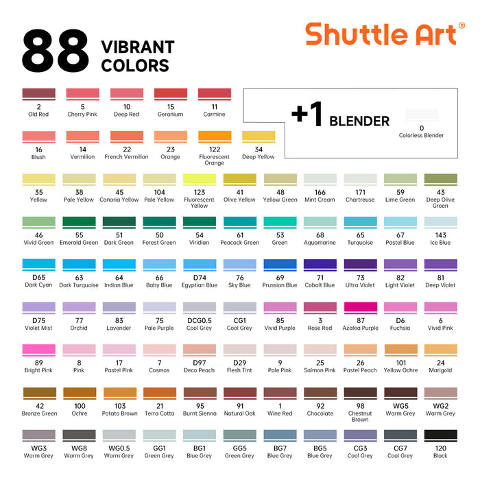 Dual Tip Brush & Chisel Tip Art Marker - Set of 89 Colors