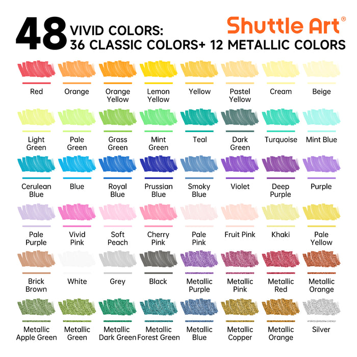 Acrylic Paint Brush Markers, Dual Tip-Set of 48