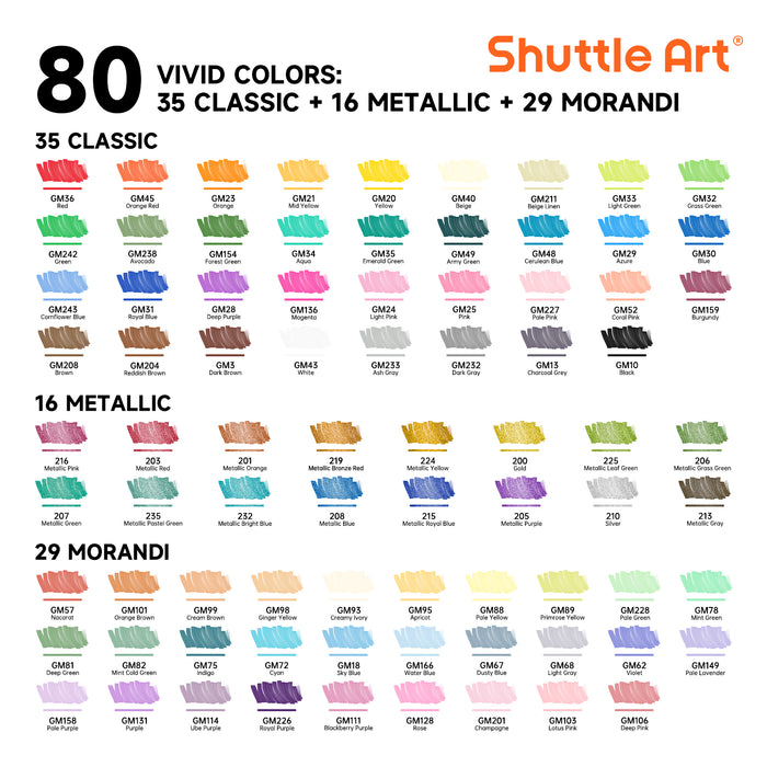 80 Colors Dual Tip Acrylic Paint Markers - Set of  Brush Tip and Fine Tip Acrylic Paint