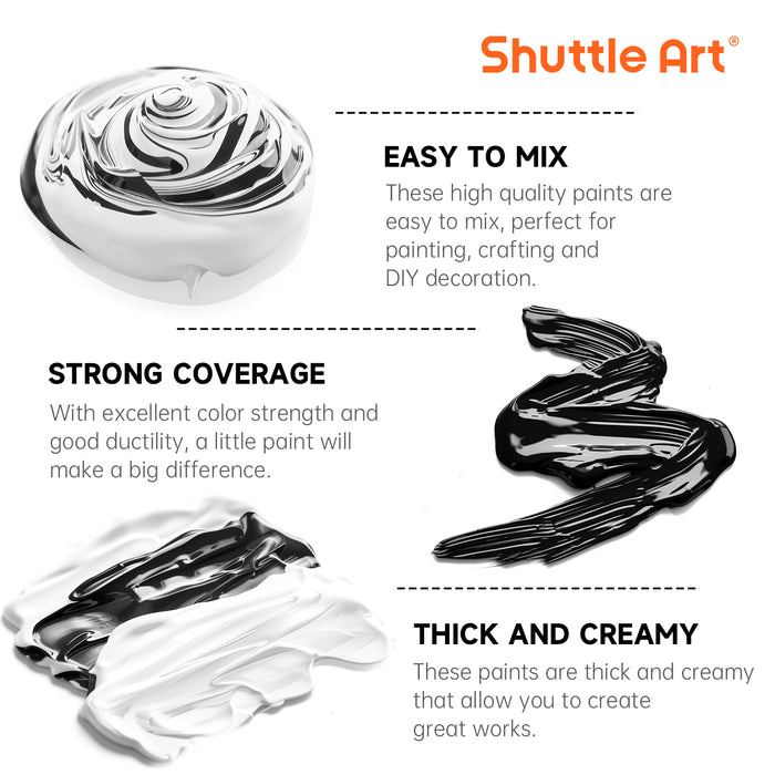Titanium White & Black Acrylic Paint, Large Capacity Pump Bottles with Covers - Set of 2×33.8oz/1000ml