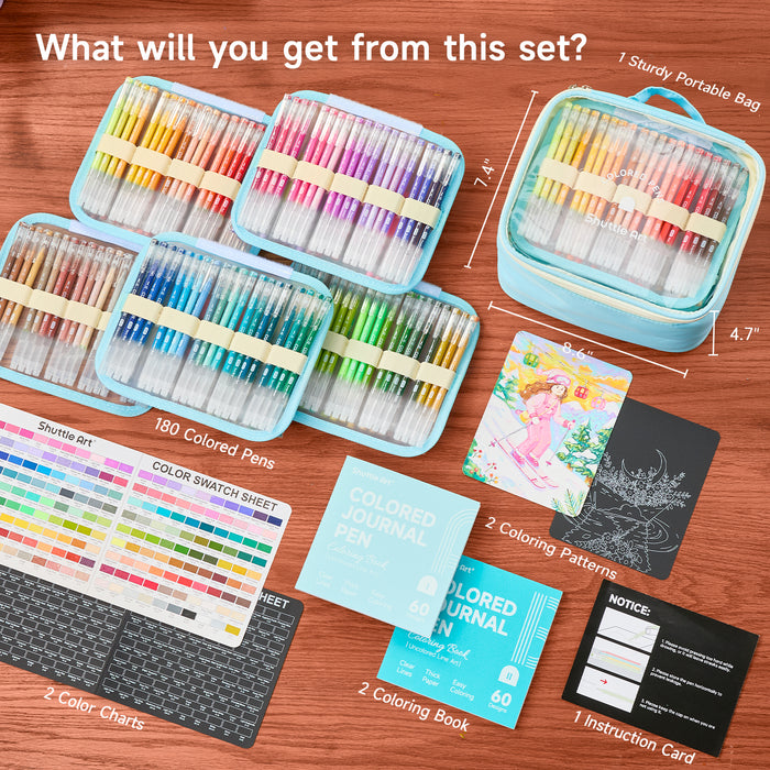 Colored Pens,  0.6mm Fine Point - Set of 180 Colors  Journal Pens