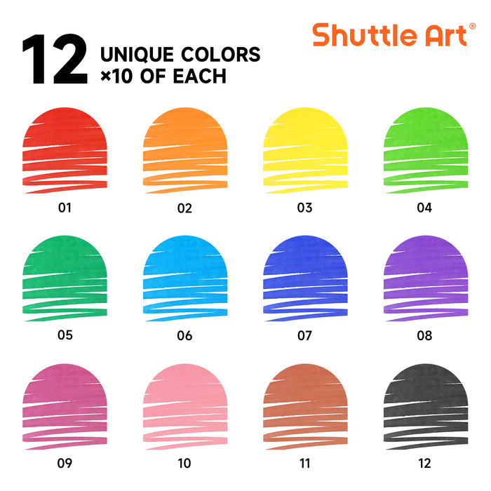 Washable Markers, Broad Line Conical Tip -Set of 120 Count , 10 Colors ...